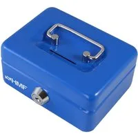 HMF Spardose Abschließbare Kinder Spardose, Geldkassette mit Münz-Schlitz, Sparschweinrobuste Geldbox mit Schlitz, 12,5 x 9,5 x 6 cm, blau