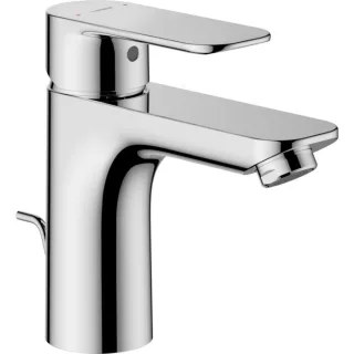 Hansa HANSABASIC XL Waschtischarmatur 55502203 mit Ablaufgarnitur, flexible Druckschläuche, Ausladung 112mm, chrom