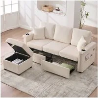 Odikalo Ecksofa mit Schlaffunktion Eckcouch Big Sofa mit Ottomane, Multifunktionales Schlafsofa mit Stauraum und Ausziehfunktion, austauschbares Chaiselongue-Schlafsofa, Ecksofa mit Stauraumsitzen, modulares L-förmiges Sofa, modulares Ecksofa für Woh