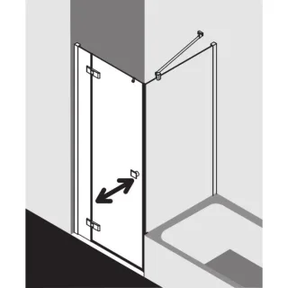 Kermi Mena Seitenwand verkürzt mit Wandprofil METVP07517VAK 75 x 179 cm, silber hochglanz, ESG klar, neben Badewanne