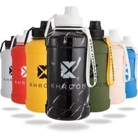 Khroom Trinkflasche Edelstahl 1,3L & 2,2L, Sport Gym Outdoor, 2 Liter XXL Wasserflasche, BPA-frei, auslaufsicher, bruchsicher, Kohlensäure geeignet