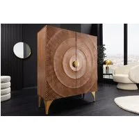 riess-ambiente Highboard GOLDEN SUNSET 120cm braun/gold - Massivholz, 3D-Front mit Ornament (Einzelartikel, 1 St), Design Schrank mit Stauraum & Türen – ideal für Wohn- oder Esszimmer