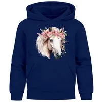 SpecialMe Hoodie Kinder Hoodie Mädchen Pferdekopf mit Blumen Mädchengeschenke Pferde