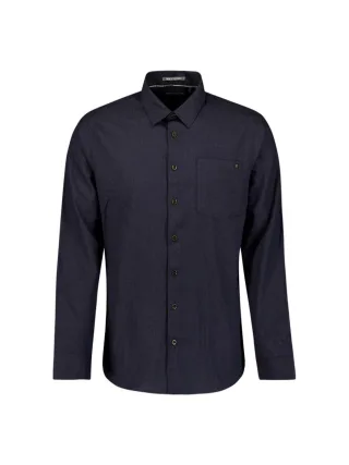 No Excess - Flanellhemd in Melange-Optik blau - Gr. - M