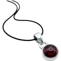 mantraroma Kettenanhänger SAMA rund aus 925 Silber mit Granat (Kettenanhänger am Baumwollband im Schmuckbeutel), 925 Sterling Silber Kettenanhänger für Damen