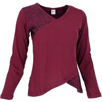 Guru-Shop Longsleeve Langarmshirt Boho-chic - weinrot alternative Bekleidung