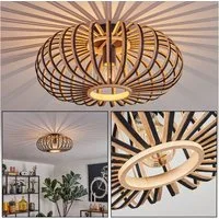 hofstein Deckenleuchte moderne Deckenlampe aus Metall/Bambus in Schwarz/Naturfarben, ohne Leuchtmittel, Boho-Design Deckenleuchte, Lichteffekt an d. Decke, Ø 40 cm, 1-flammig