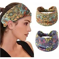 Zaewry Haarband Damen Stirnband Extra Breit Haarbänder Dünn, Elastische Kopftuch Weiche Boho Mehrfarbig Headband, 2-tlg., für Yoga, Kosmetik, Sport & Haarschmuck Sommer