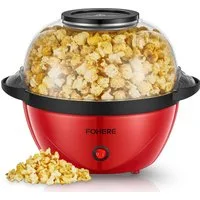 FOHERE Popcornmaschine 3.5L Popcornmaschine, 450W Elektrische Rühr Popcorn Maschine, mit 2 Messbecher, rot