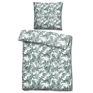 CloudComfort Basic Mikrofaser Bettwäsche grüne Blätter 135 x 200 + 80 x 80 cm