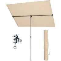 PHI VILLA Sonnenschirm, LxB: 180x130 cm, 360°Drehbar Sonnenschirm mit Hülle & klemme, Aluminium Balkonschirm Höhenverstellbar Windfest Stabil zum Mitnehmen