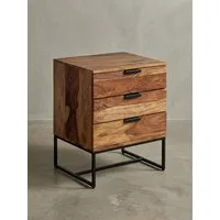 KADIMA DESIGN Nachttisch Nachtkästchen Massivholz & Eisen Boxspring Stauraum Schlafzimmer