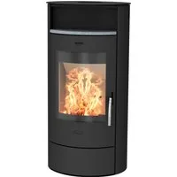 Fireplace Kaminofen »Piacenza Stahl«, Exklusiv, Lieferung bis ins Wohnzimmer, 6,7 kW, Zeitbrand, mit verriegelbarer Holzlagerfachtür