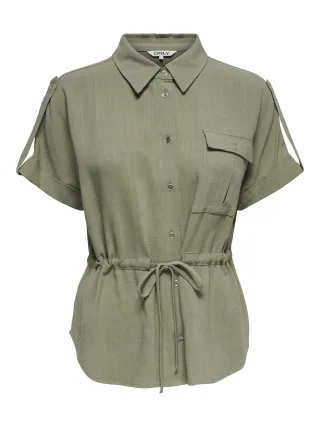 ONLY - ONLSIESTA S/S LINEN BL UTILITY SHIRT PNT - Gr. - S