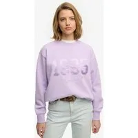 Superdry Sweatshirt VARSITY SATIN APPLIQUE CREW aus Baumwollmischung, Relaxed Fit, mit Print