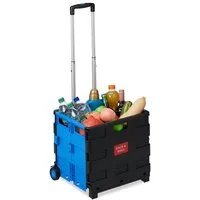 relaxdays Einkaufstrolley klappbar, blau