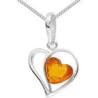 OSTSEE-SCHMUCK Kette mit Anhänger Ostsee-Schmuck Kette mit Anhänger Herz Kette mit Anhänger Herz (2-tlg)