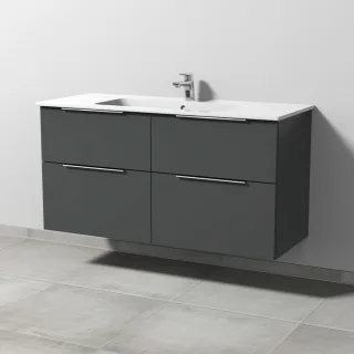Sanipa 3way Waschtischunterbau zu Duravit ME by Starck Waschtisch mit 4 Auszügen, Anthrazit-Matt UM72722