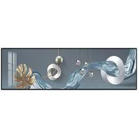 TPFLiving Kunstdruck (OHNE RAHMEN) Poster - Leinwand - Wandbild, Abstrakte Linien und Formen - (24 Motive in 6 Größen zur Auswahl), Farben: Weis, Blau, Grau, Gold, Silber - Größe: 30x120cm