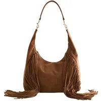 Next Schultertasche Veloursleder-Schultertasche mit Fransen (1-tlg)