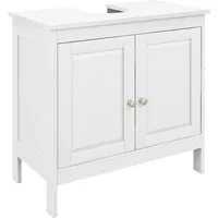COSTWAY Waschbeckenunterschrank Badezimmerschrank mit verstellbaren Regal, Weiß, 60x30x62cm