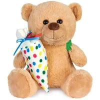 BRUBAKER Kuscheltier Teddybär mit Schulranzen und Schultüte zum Befüllen Bunt - 25 cm Teddy (Plüschbär für Einschulung Schulanfang Schule, 1-St., Geschenk-Set), Plüschteddy mit Rucksack - Schmusetier Stofftier