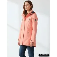 Dry Fashion Funktionsmantel Leer Damen Funktionsjacke Wasserdicht - Outdoor-Jacke Mantel Winddicht Atmungsaktiv, Verschweißte Nähte, Verstellbare und abnehmbare Kapuze