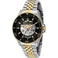 MASERATI Automatikuhr R8823140010, 44 mm – Herrenuhr mit skelettiertem Zifferblatt, & Edelstahlarmband im sportlich-eleganten Design