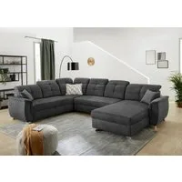 Jockenhöfer Gruppe Wohnlandschaft Livorno U-Form, B: 354 cm, mit Bettfunktion, Bettkasten, Kopfteilverstellung & Zierkissen