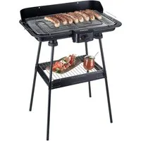 KORONA Elektro-Standgrill 46221 Elektrischer Standgrill / Elektrogrill mit Windschutz, XXL Grillrost, große Grillfläche, 2200W, als Tischgrill verwendbar