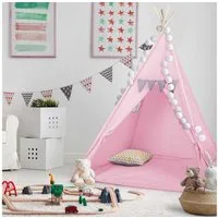 all Kids United Tipi-Zelt ALL KIDS UNITED Tipi Kinderzelt mit Fenster und Tür, Baumwolle & Holz, Kinder-Zelt aus Baumwolle & Holz
