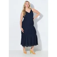 Ulla Popken Maxikleid Maxikleid gedrehte Träger V-Ausschnitt ärmellos