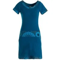 Vishes Jerseykleid Damen Sommerkleid Kurzarm Jersey-Kleid Tunika-Kleid T-Shirtkleid Boho, Goa, Retro Style