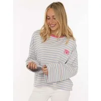 Zwillingsherz Sweatshirt "Perfectly Imperfect" oversize, Streifenmuster, Patch, weite Ärmel, Rundhals