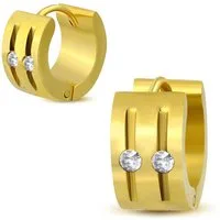 BUNGSA Creolen-Set Creolen mit Cut-Outs klaren Kristallen gold Edelstahl für Damen (1 Paar (2 Stück), 2-tlg), Ohrschmuck Ohrringe