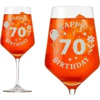 Valhalla Weinglas Gravur Happy Birthday 70. Geburtstag 350ml, 1-tlg., Glas, Atemberaubende Darstellung