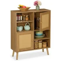 relaxdays Sideboard mit 2 Rattan-Türen (1 St)