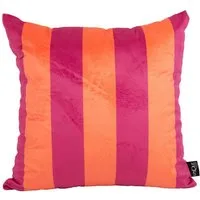 SCHÖNER LEBEN. Dekokissen Samtkissen Kissenhülle Streifen Orange Pink 45x45 cm