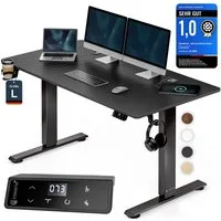 Casaria Schreibtisch Elektrisch höhenverstellbar Memory-Funktion Sitz-/Steherinnerung, Höhenverstellbar elektrisch mit Wireless Charger 120 / 140 / 160 cm