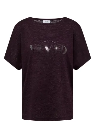 CECIL - Dropped Shoulder Shirt in Leinen-Optik rich burgundy - Gr. - M
