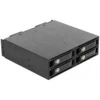 5.25" Wechselrahmen für 4 x 2.5" U.2 NVMe SSD, Einbaurahmen schwarz, mit abschließbaren Trays