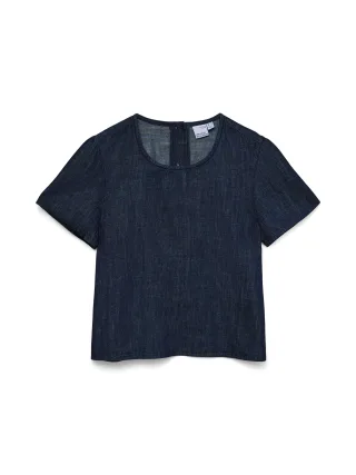 VERO MODA - VMKIRSTIN SS DENIM TOP SI353 Dark Blue Denim - Gr. - S