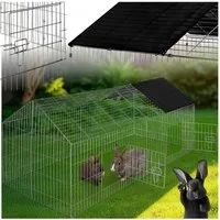 tectake Freigehege Freilaufgehege für Kaninchen, aus 12 Gitterelementen