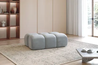 Polsterhocker Designerhocker DARCY 128x85 cm in Stoff Salvador Hellgrau