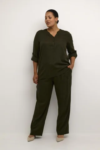 Langarm-Bluse Regular fit Forest Night dark green