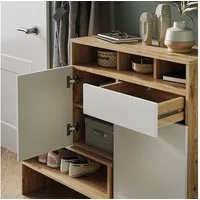 Vicco Schuhschrank Selena, Eiche/Weiß, 125 x 102 cm (1-St) mit Sitzbank