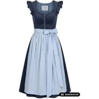 MarJo Dirndl Dirndl Navy Bloom 70cm Länge navy