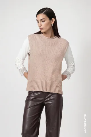 monari - Pullunder mit Stehkragen cappuccino melange - Gr. - 42