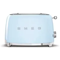 Smeg Toaster TSF01PBEU 2-Schlitz-Toaster Pastellblau 50s Style kompakt, 2-Schlitze, für 2 Scheiben