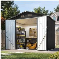 AOXUN Gartenhaus Gerätehaus aus Metall, 236 × 172 × 196 cm, BxT: 236x172 cm, wetterfeste und abschließbare Fahrrad- & Gerätegarage